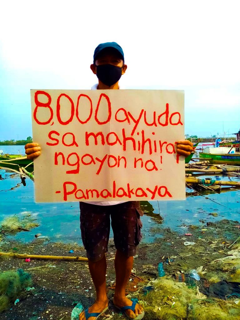 Bacoor fisherfolk demands relief and urgent free mass testing amid lockdown.